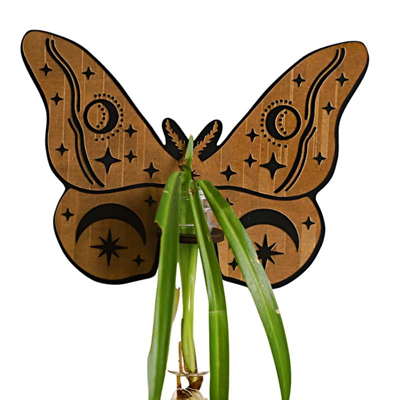 1Pc Butterfly Style European Style Test Tube Originality Wooden Bohemia Hollow Out Wall Decoration Plant Rack