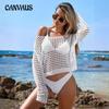 Women's Sexy Loose Pullover Big Neckline Knitted Hollowed-out Beach Sunscreen Bikini Cover Up