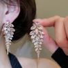 Серебряные серьги-гвоздики, серьги-подвески с полным циркониевым покрытием, преувеличенные серьги с цирконами, женские украшения