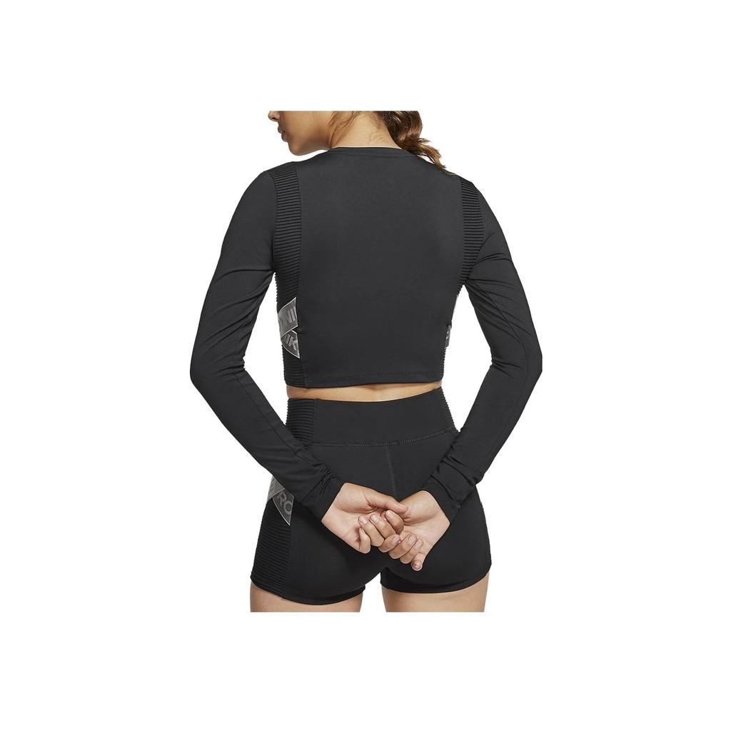 Nike Повседневная тренировочная футболка с круглым вырезом и длинным рукавом, женские топы, черный цвет BV4135-010