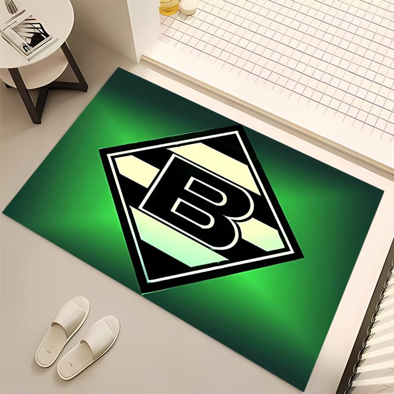 1pc Borussia Monchengladbach logo Print Area Rug - Soft, Washable Non-Slip Indoor Mat, Living Room, Home Office Decorative Rug,Office Decorative