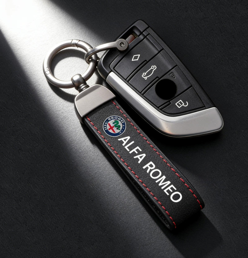 IJOPV1 For Alfa Romeo 159 156 147 Mito Giulia Giulietta Tonale Suede Key Ring Sport Car Keychain Custom Car Emblem Gift With