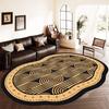 Oval Black Gold Carpet Living Room Luxury Decoration Large Area Rugs for Bedroom Cloakroom Non-slip Entrance Floor Mat Washable