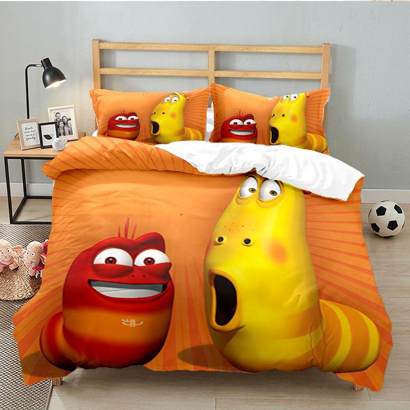 3PCS Larva Bedding Set Printed Duvet Cover Closure Includes 1 Duvet Cover & 2 Pillowcases for All Seasons Bedroom Decor