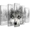 Картина из пяти частей, напечатанная на холсте, Волк, Лес, Природа, Серый