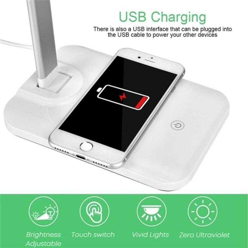 Foldable LED Table Lamp for USB Charging Touch Table Lamp Qi Wireless Phone