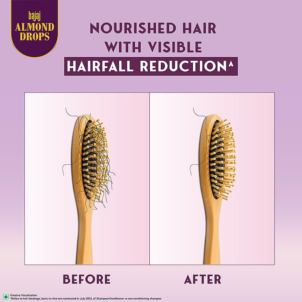 BAJAJ Almond Drops Anti Hairfall Shampoo 625ML For Soft Shiny Hair 10X Hairfall Reduction Paraben Free