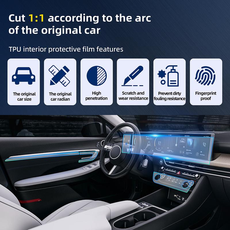 Внутренняя пленка из ТПУ для Hyundai Sonata 2024 2025 2026 Защитная пленка для экрана центральной консоли Антицарапина Самовосстанавливающаяся Прозрачная наклейка