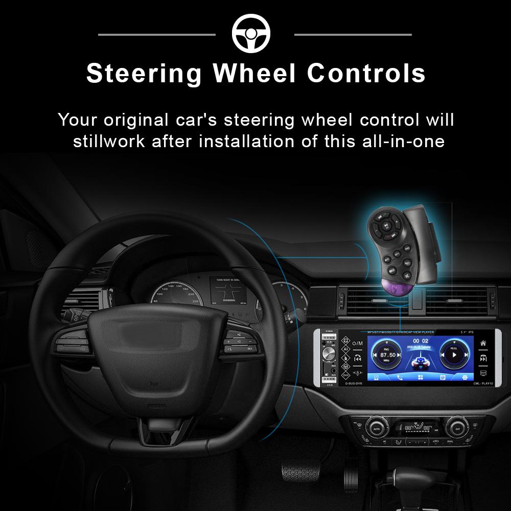 Podofo Универсальный 5,1-дюймовый автомобильный радиоприемник с одним Din, MP5-плеер, авторадио, голосовой помощник, сенсорный экран, Bluetooth, FM, AUX, USB, SD, автомобильный видеорегистратор, видеоплеер