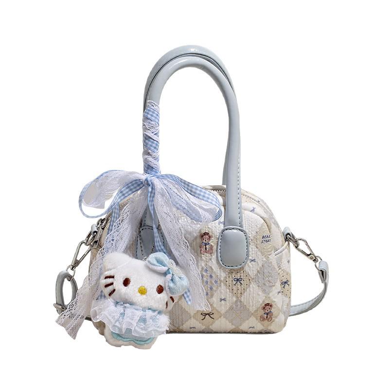 Корейская милая клетчатая сумка с бантом - Универсальная сумка через плечо и кроссбоди на осень/зиму 2025