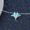 Hawaiian European American Style New Blue Opal Manta Ray Necklace Gold Plated Sweater Chain Pendant