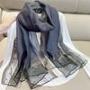 Pearls Silk Scarf Shawls Transparent Mesh Neck Scarves Luxury   Ladies/Girls