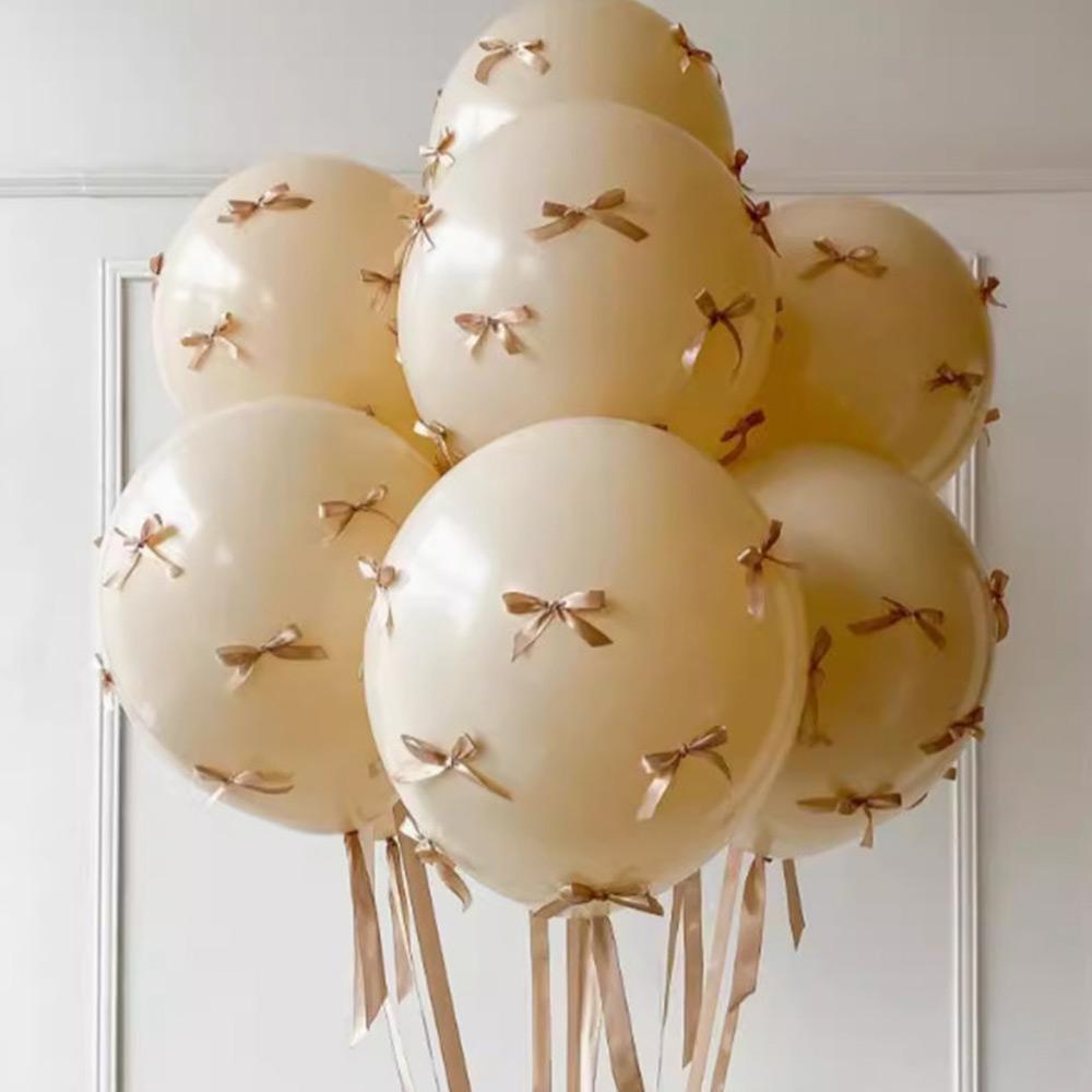 Набор из 5 шаров-бантов 12 дюймов, стиль балет, розовый, с бантом, для наполнения гелием, для церемонии предложения, дня рождения, оформления сцены