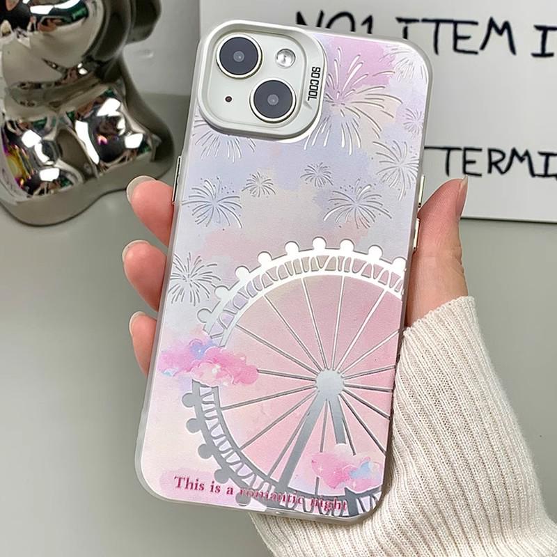 Стильный серебристый лазерный полый чехол для iPhone 17 - Модный высококлассный чехол