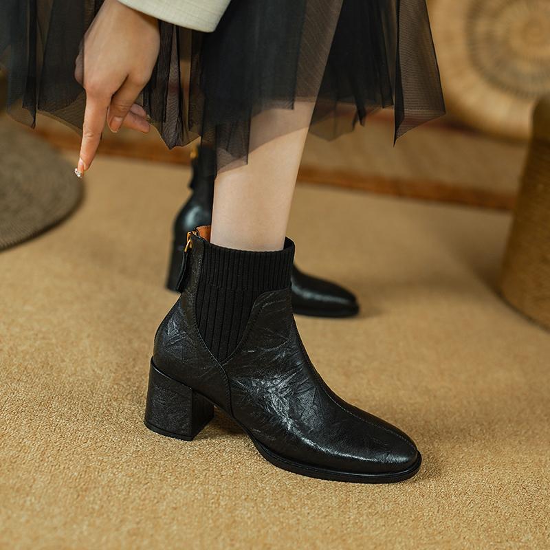 2024 Новые осенне-зимние базовые женские ботильоны из натуральной кожи, качественные офисные рабочие туфли для женщин, лаконичные