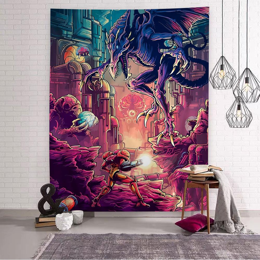 Аниме-гобелен в стиле Metroid, подвесной, Таро, Хиппи, настенные ковры, Декор для общежития, дома
