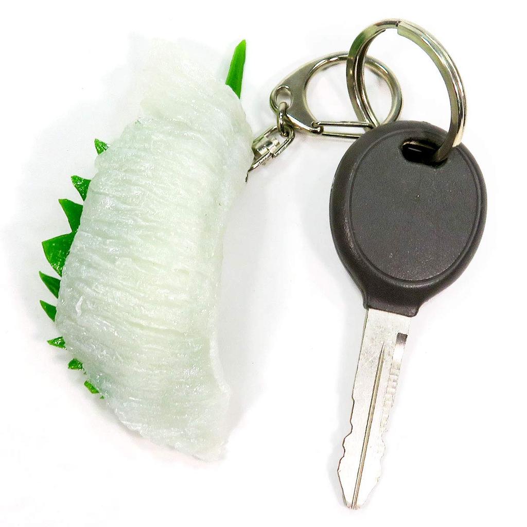 Coconut Accessories Engawa Flounder Fin Sushi Food Sample Keychain - Realistic Japanese Sushi Replica Model 259OK, PVC