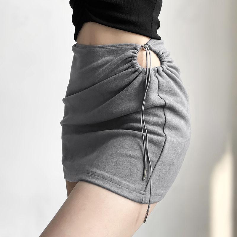 Мини-юбка на шнурке для женщин Y2k Одежда облегающая Falda серая плиссированная тонкая юбка