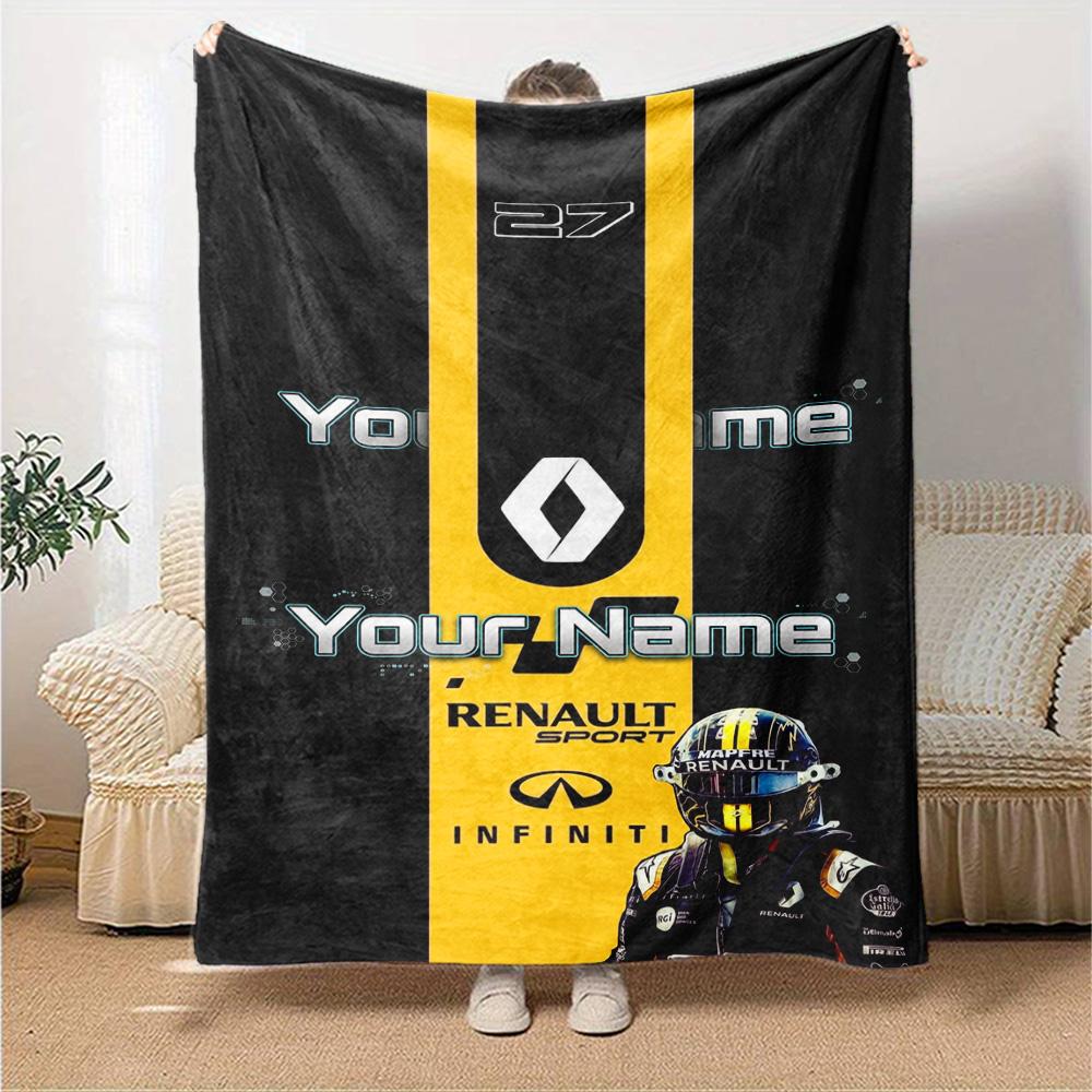 Renault Personalized Text Blanket Gift Customizable Blanket Ultra-Soft for Bedding Home Decor Picnics Living Room Ideal for All Seasons