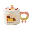 Креативная милая мультяшная кружка для торта на день рождения, керамическая, в подарок, для дома, для кофе, для воды, парная