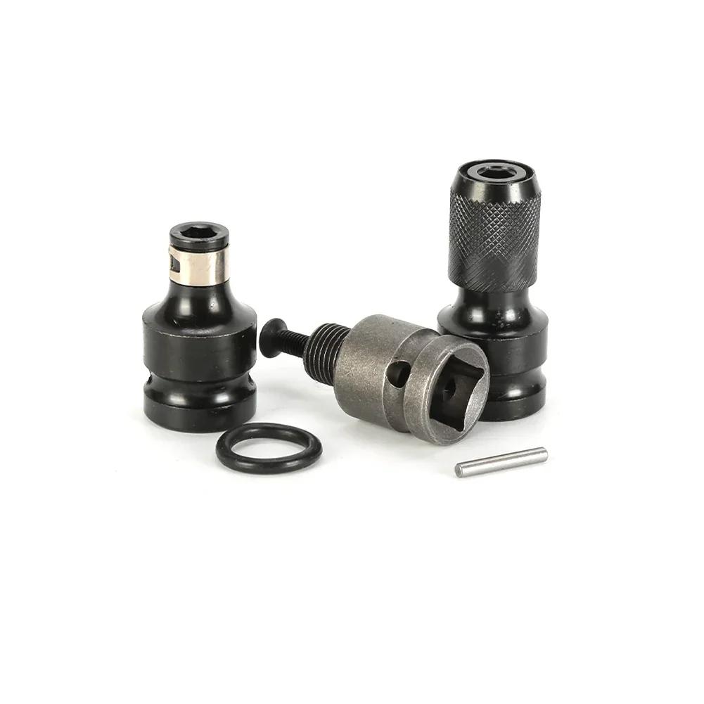 Steel Hex Socket Adapter 1/2 Inch Black/Silver Converter Tool Hex Drill Chuck Socket Adapter Brand New High Quality