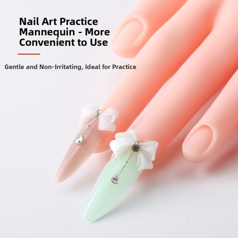 1 Set Magnetic Nail Art Practice Hand Bendable Nail Art Model Hand with Stand Nail Training