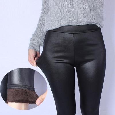 XL-6XL узкие брюки из искусственной кожи, теплые брюки плюс бархатные утепленные женские зимние леггинсы большого размера
