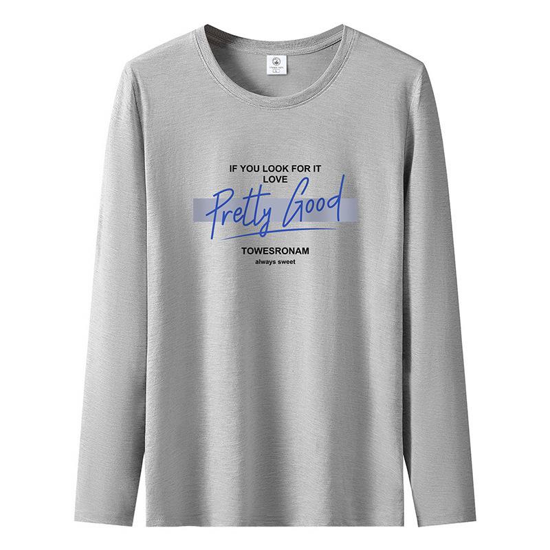 Футболка с длинными рукавами Pretty Good Pattern Mens Pure Cotton Man Casual Pullover S-5XL