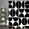Black Geometric Half Circle Creative Pattern Shower Curtain, Bathroom Decorative Shower Curtain, Waterproof Shower Curtain with