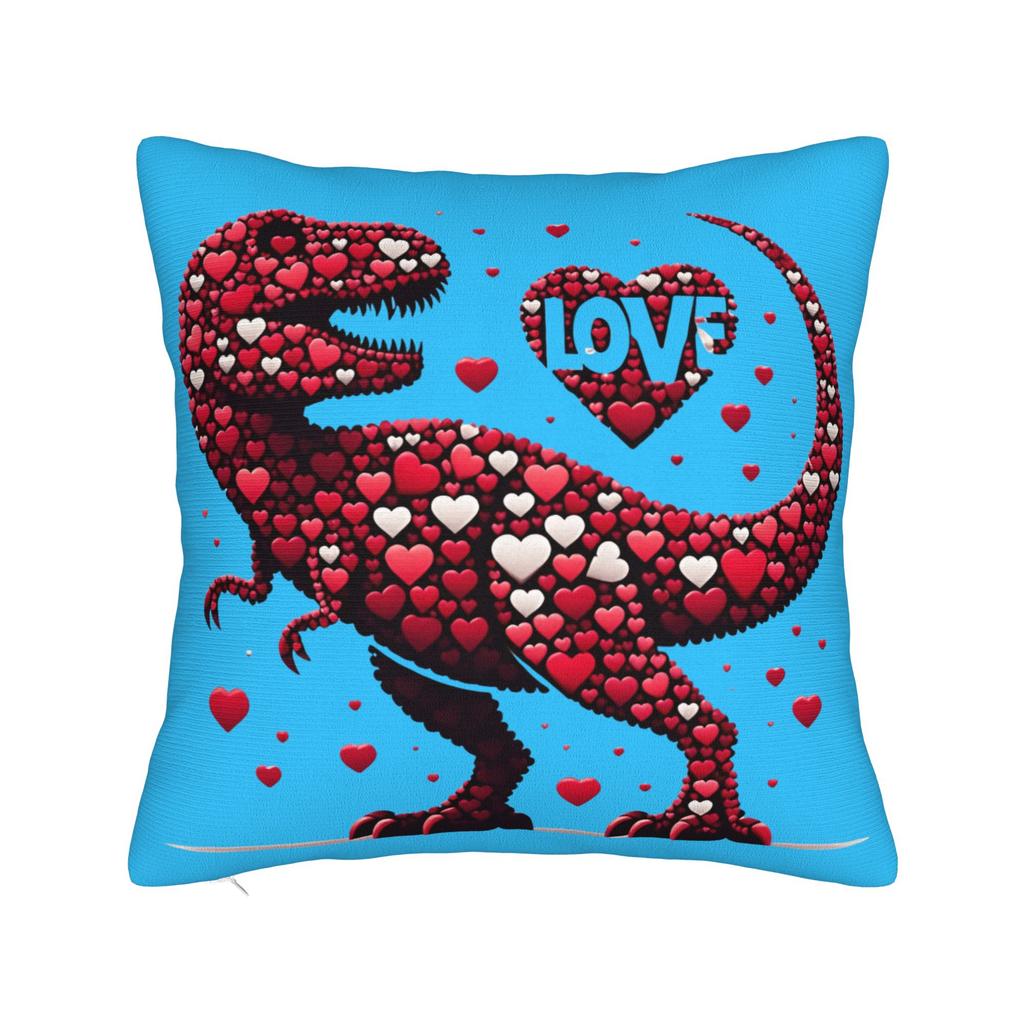 Valentine Day Dinosaur TRex I Steal Hearts Pillow Case Retro Trendy Pillow Cover Soft Pillowcases For Chair Sofa Home Decor