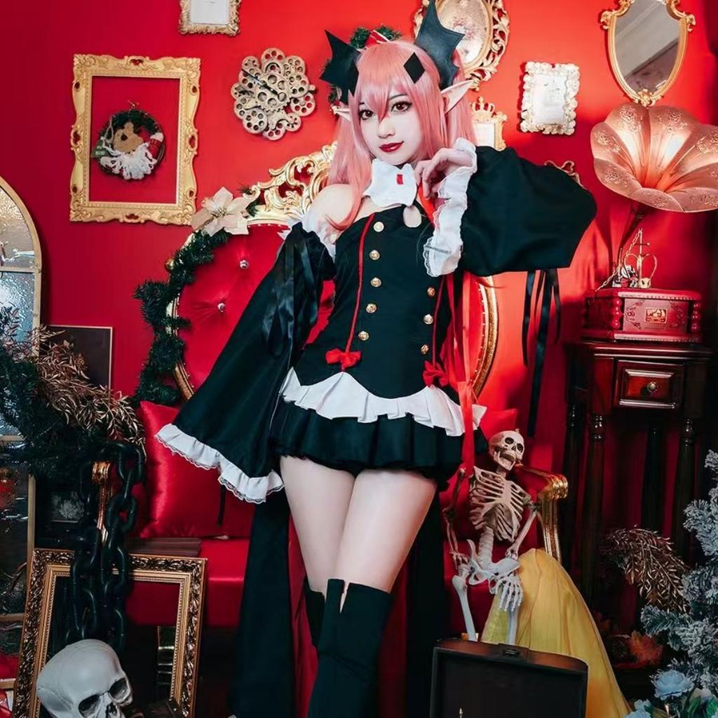 Серафим Конца Owari no Seraph Krul Tepes Косплей Костюм Униформа Парик Косплей Аниме Ведьма Вампир Хэллоуин Костюм Для Женщин