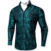 Men's Silk Shirt Button Down Dress Shirts Paisley Long Sleeve Shirts Formal Work Casual