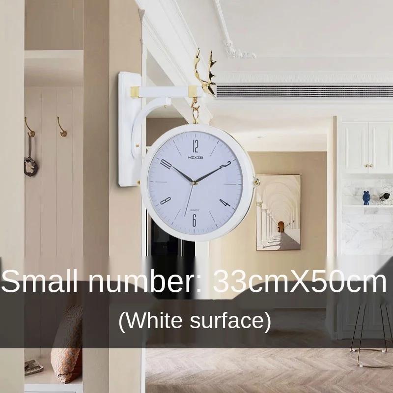 Двусторонние круглые настенные часы с креплением на стену, настенные часы с двойным циферблатом, винтажный ретро-декор для дома, металлическая рамка, стеклянная крышка циферблата