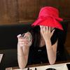 Big brim bow sunshade bucket hat women's summer temperament show face small straps beach sunscreen sun hat