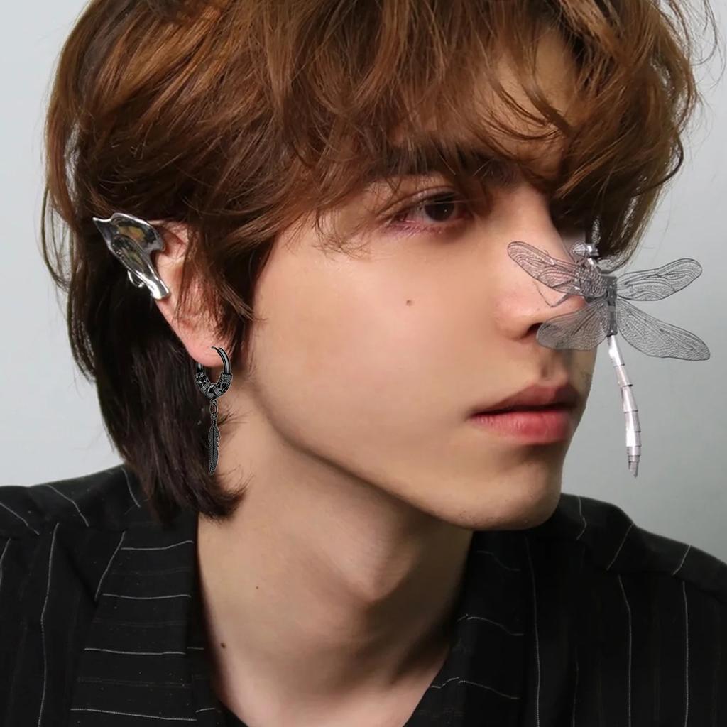 Серьги-подвески с перьями, серьги-кольца для мужчин и женщин, нержавеющая сталь