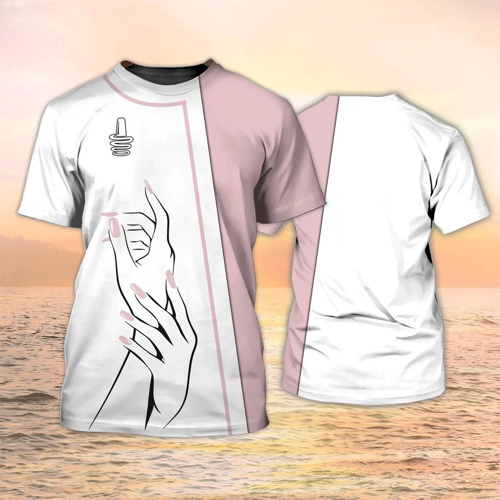 Newest Summer Fashion Women‘s T-shirt Nail Technician Personalized Tops 3d Print T Shirt Unisex Casual Nails Shirt Uniform