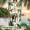 Jungle Animal Parade Theme Quick Dry Beach Towel Custom Name Text Print Large Sand Resistant Towel Beach Vacation
