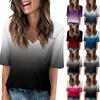 Women's V Neck T Shirts Half Sleeve Tops Printed Casual Summer Tees T Shirt Blouse