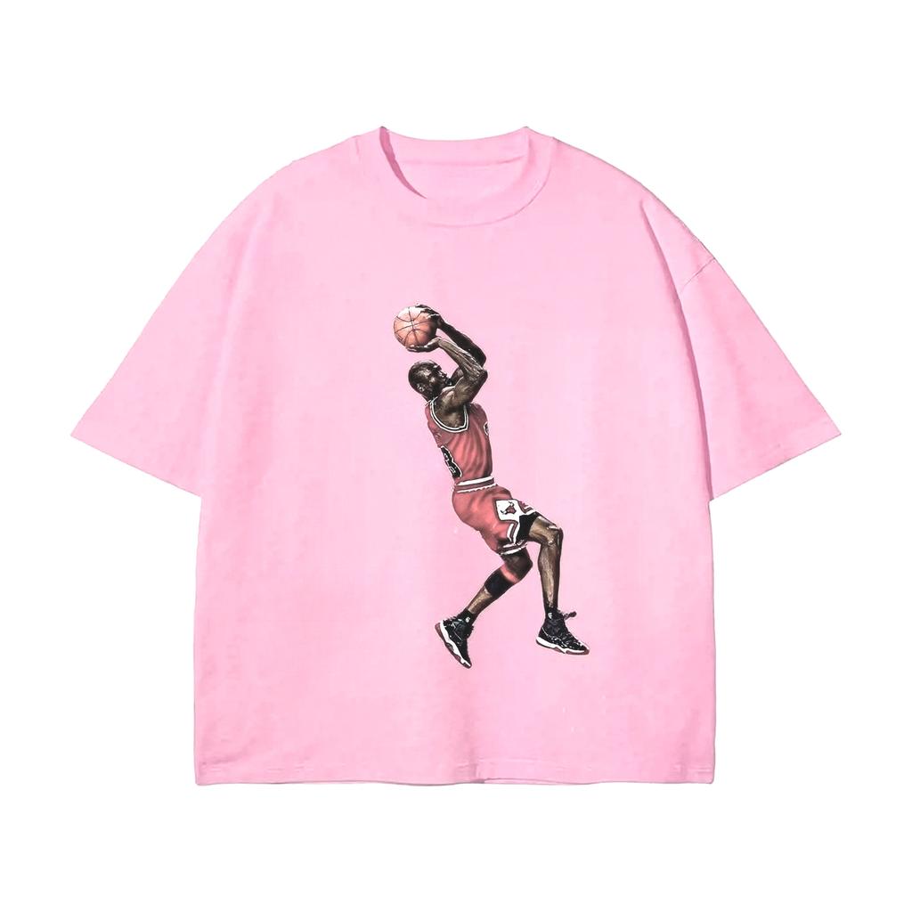 2025 Autumn and Winter Couples Pure Cotton T-shirt Men's and Women's Fashion Simple Jump Ball Printing Trend Large Size T-shirt