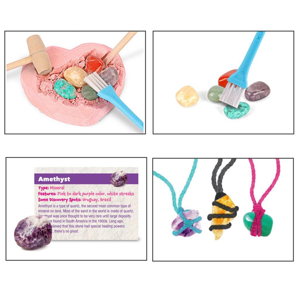 Treasure Gifts Children's Educational Toys Handmade DIY Stone Gemstone Necklace Archaeological Excavation Toys