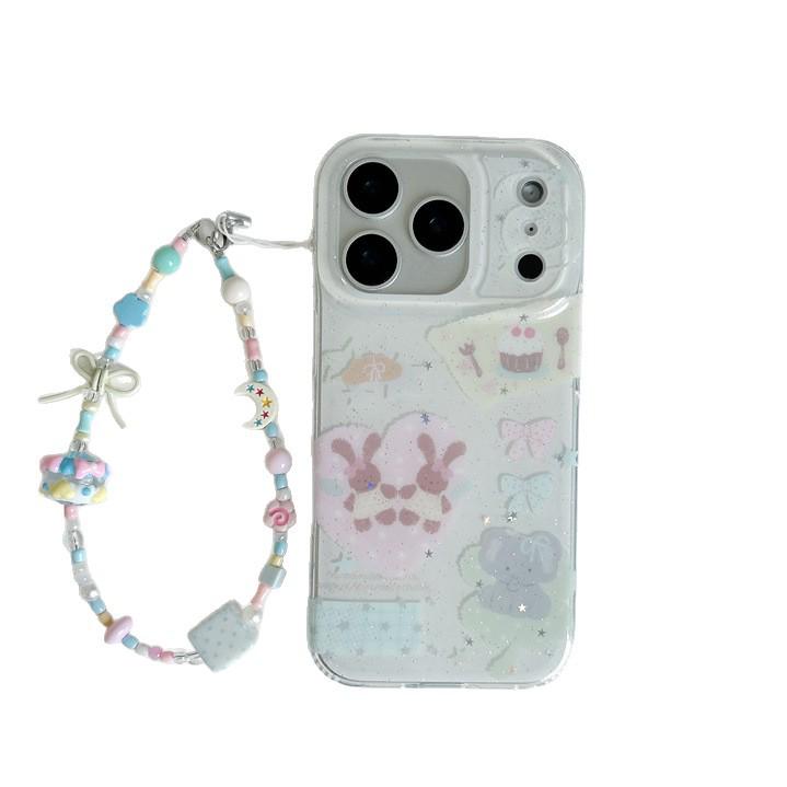 High-End Glitter Rabbit Elephant Phone Case for iPhone 17, 16 Pro Max, 15, 14