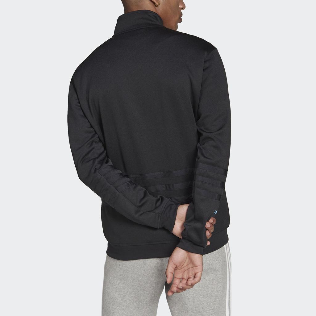 adidas Мужская куртка с длинным рукавом и вышитым логотипом Originals, застегивающаяся на молнию, воротником-стойкой, черная HE4689