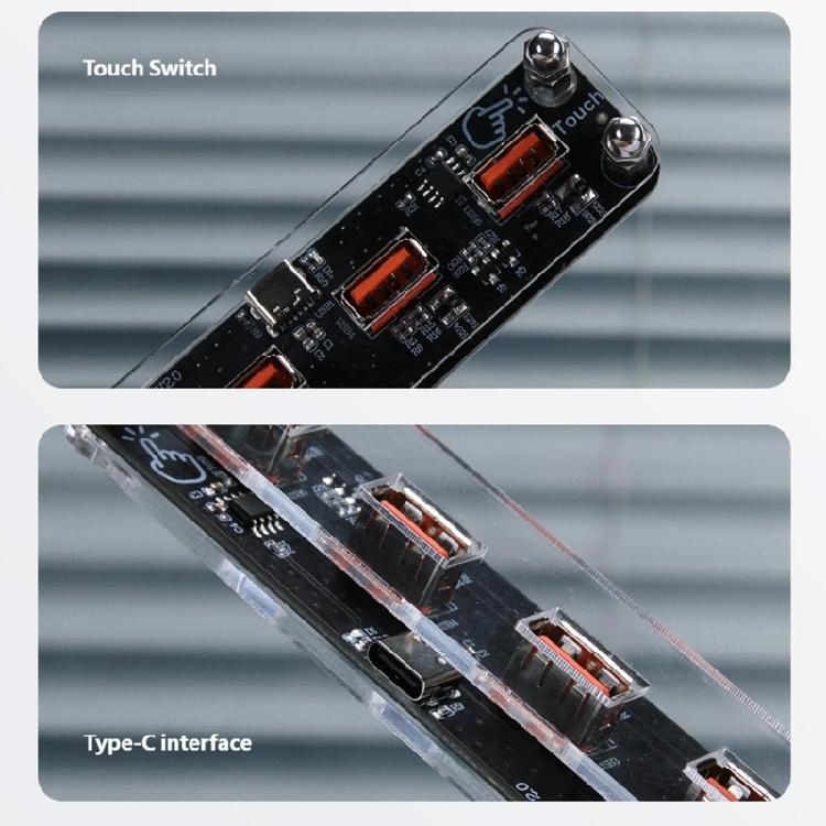 Маленькая 4-портовая USB-станция для зарядки с прочной акриловой подставкой Гладкая USB-база питания Акриловая текстура для телефонов и планшетов
