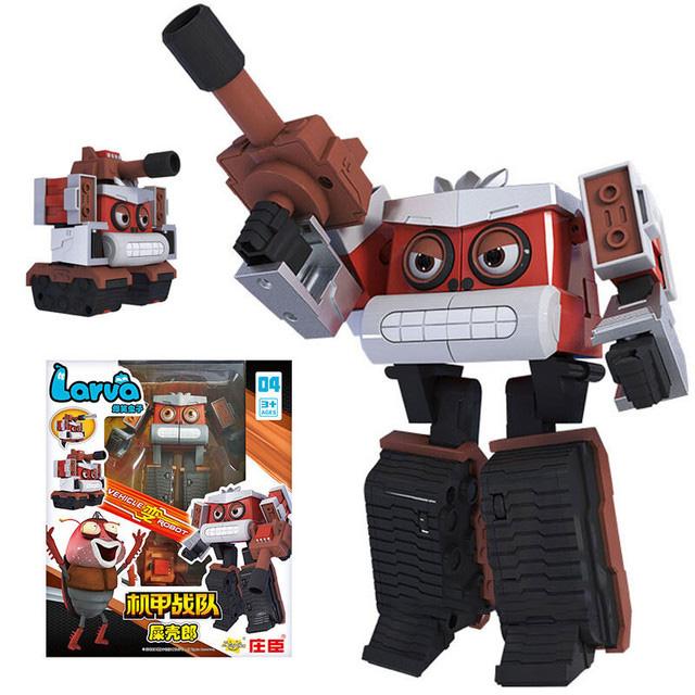 Korea Larva Transformation Toys Action Figures Vehile Deformation Robot Yellow Hilarious Worm Funny Cartoons for Kids Mecha Mode