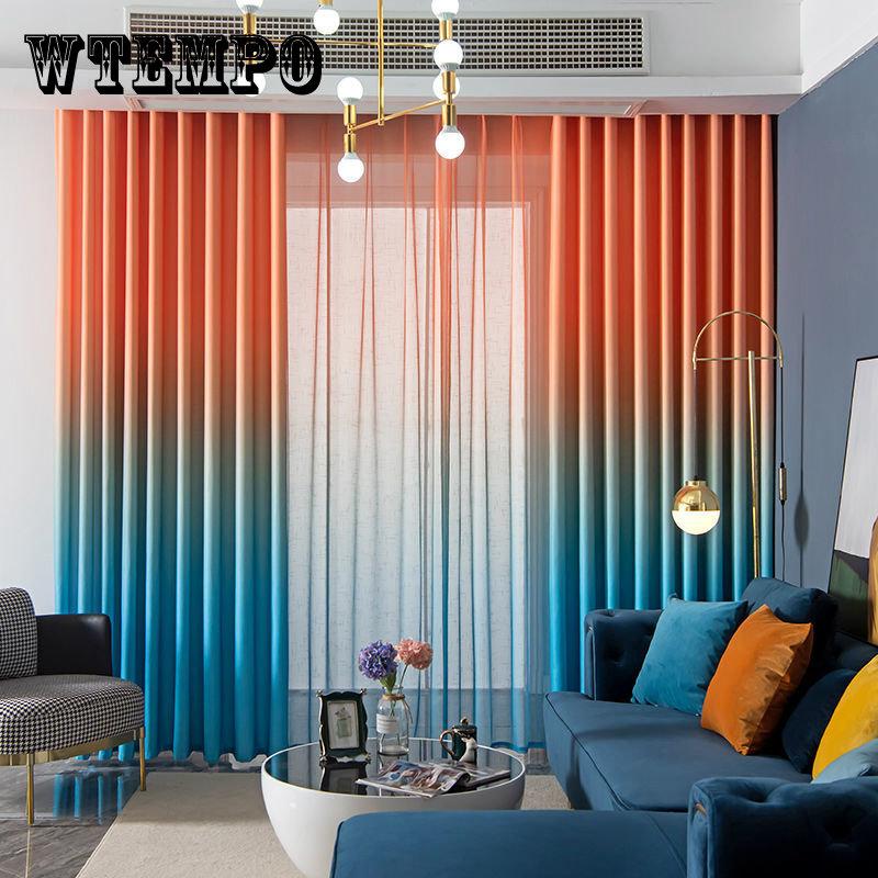 2 шт. утолщенные плотные шторы для спальни, домашняя гостиная, атмосферный градиент цвета, шумоизоляционные шторы, роскошный комплект штор для отеля
