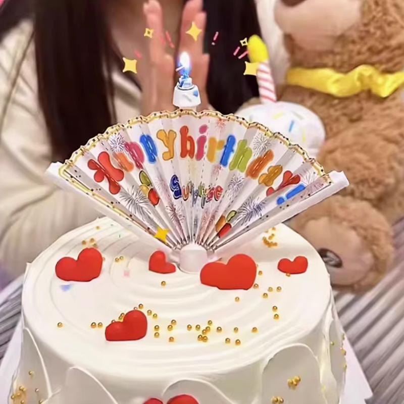 1PC Birthday Candle Fan-Shaped Baking Party Decoration Candle Korean Birthday Candle Birthday Party Candle Funny 14.7cm