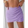 Women's Satin Short Skirt Spring and Summer Pleated Asymmetrical Skirts