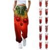 Женские повседневные брюки для отдыха с рождественским принтом, спортивные брюки, брюки с эластичной резинкой на талии, брюки с завязками на шнурке