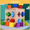 Kids Geometric Wooden Matching Blocks 16 Hole Space Intelligence Box Toy