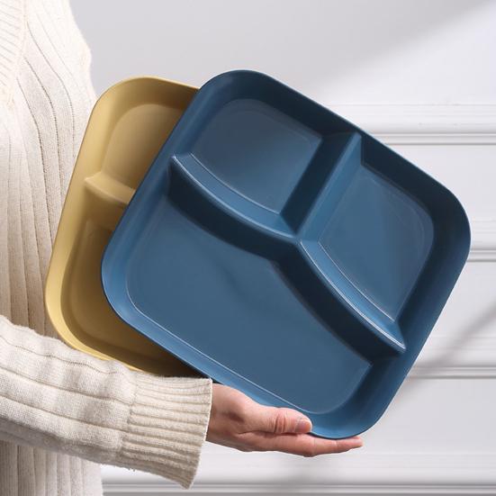 Rectangle Dinner Plate 3 Compartments Food Grade PP Dishwasher Safe Adults Kids Breakfast Snack Vegetable Meal Food Serving Dish Kitchen Supplies